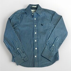 Abercrombie Muscle button Down Blue Striped Embroidered logo sz S